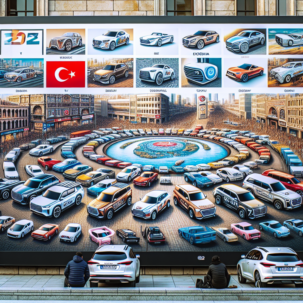 Türkiye'de en çok satan Otomobil Modelleri ve Markalar 2025 realistic style.
