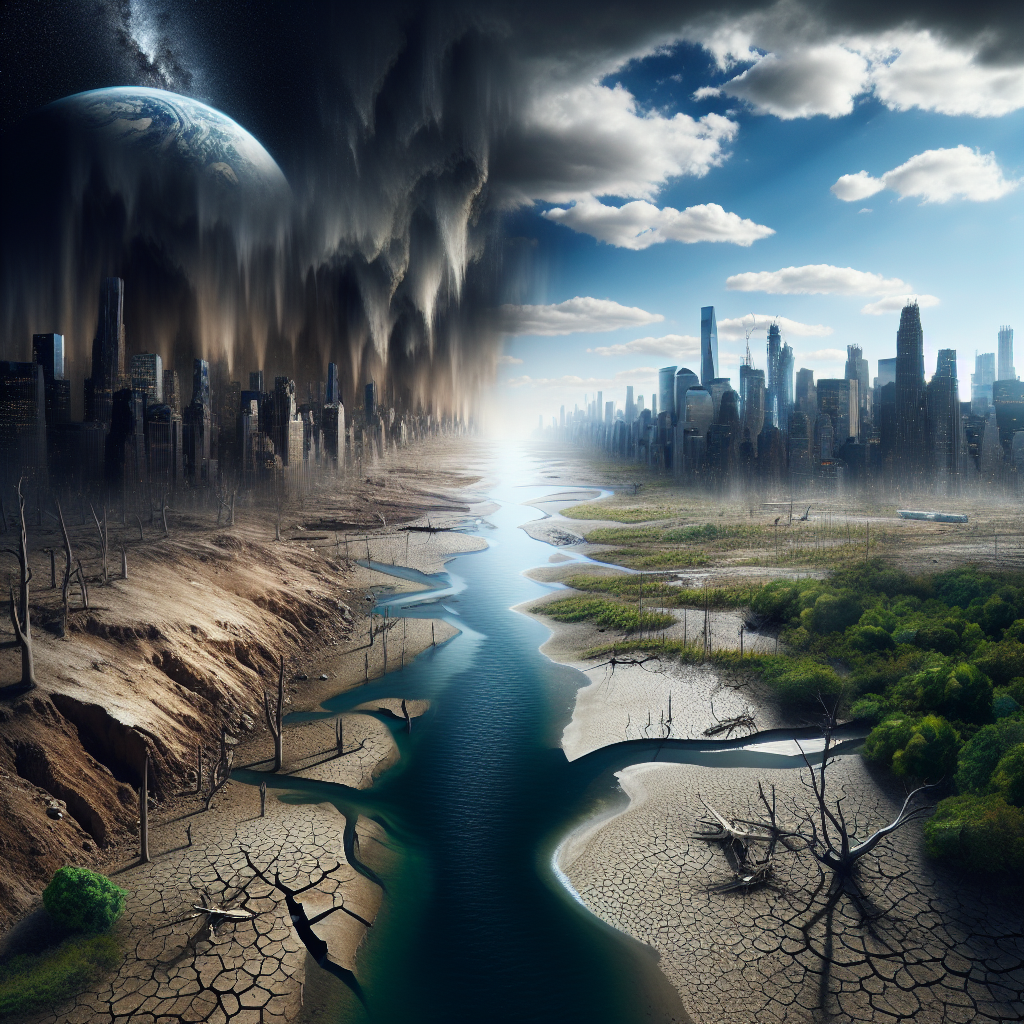 Dünya'da Azalan Su Kaynakları Korkutuyor. 2030 ve Sonrası Felaket Gibi realistic style.