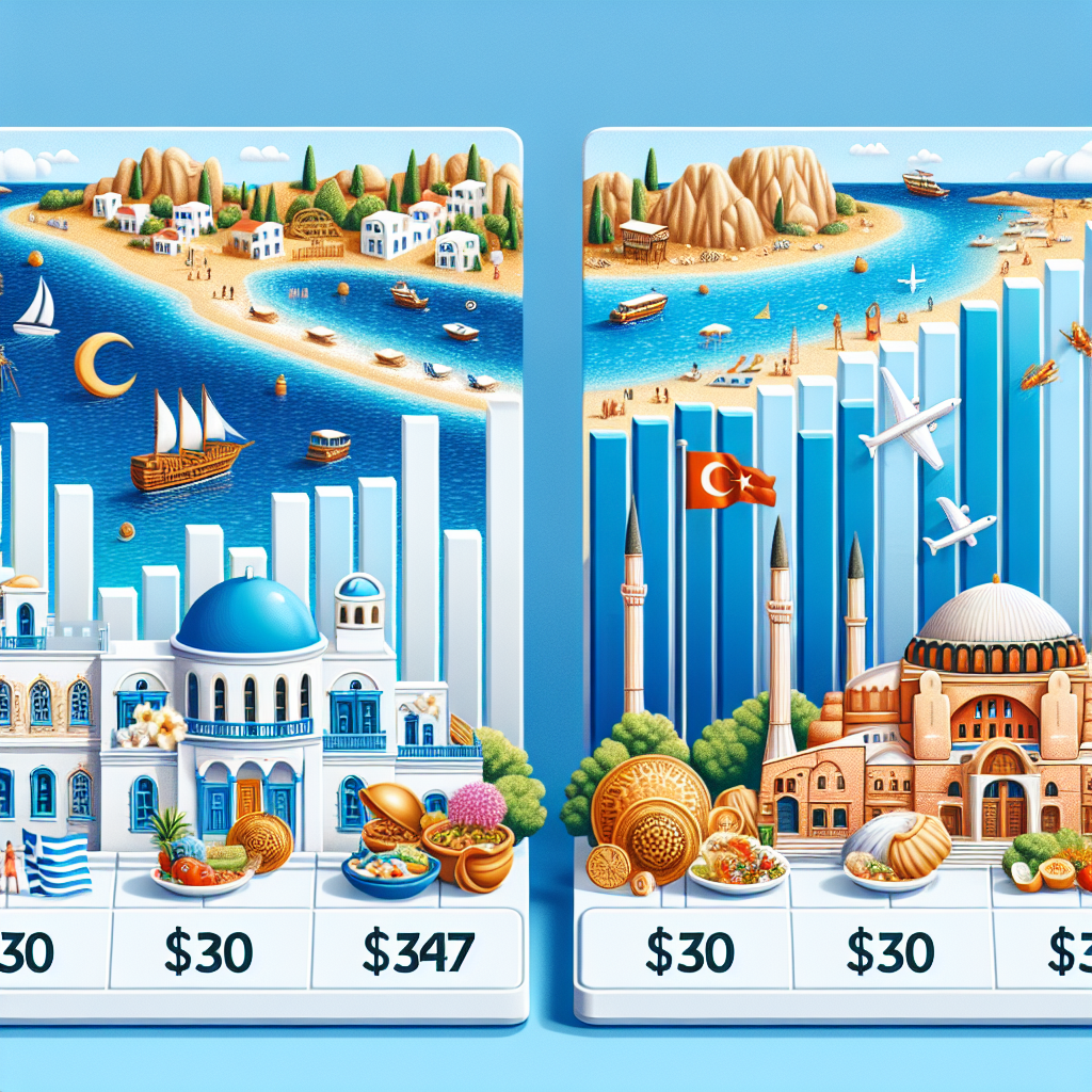 Yunan adaları tatilinin Türkiye'den ucuz olması realistic style