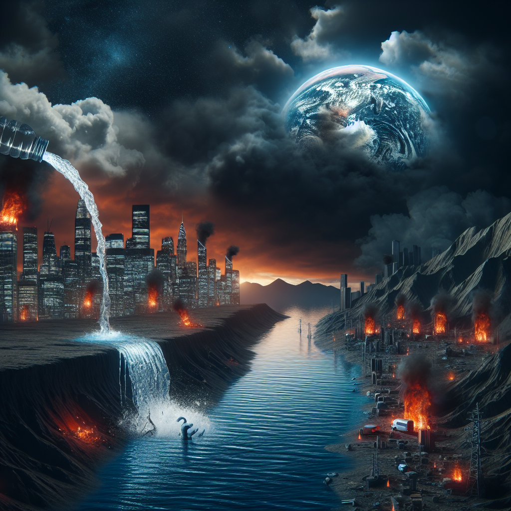 Dünya'da Azalan Su Kaynakları Korkutuyor. 2030 ve Sonrası Felaket Gibi realistic style.