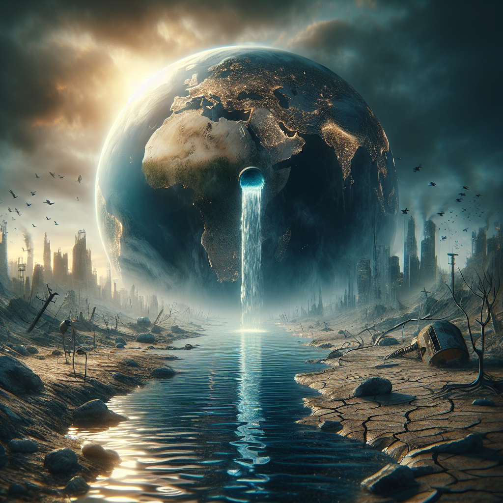 Dünya'da Azalan Su Kaynakları Korkutuyor. 2030 ve Sonrası Felaket Gibi realistic style.