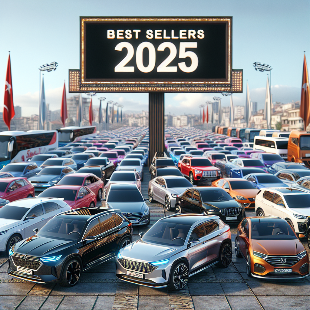 Türkiye'de en çok satan Otomobil Modelleri ve Markalar 2025 realistic style.