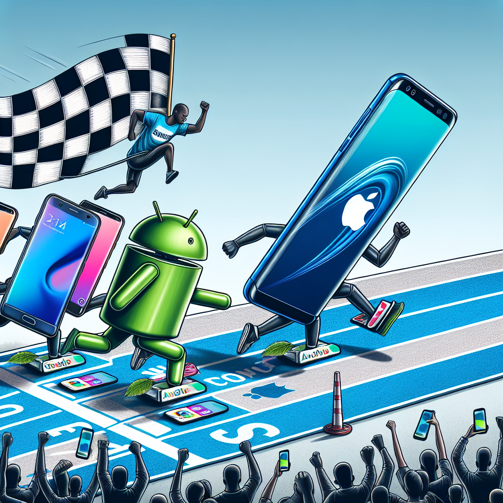 samsung ve iphone telefon rekabeti realistic style