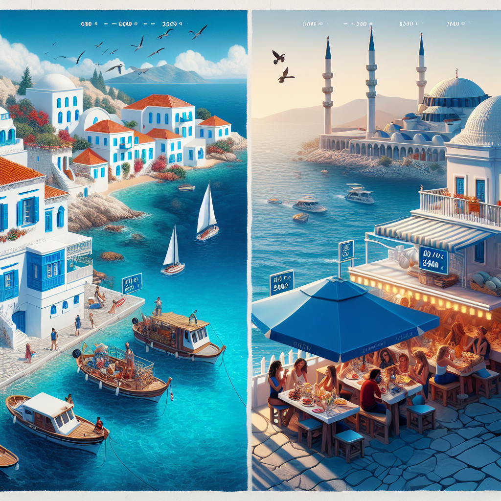Yunan adaları tatilinin Türkiye'den ucuz olması realistic style