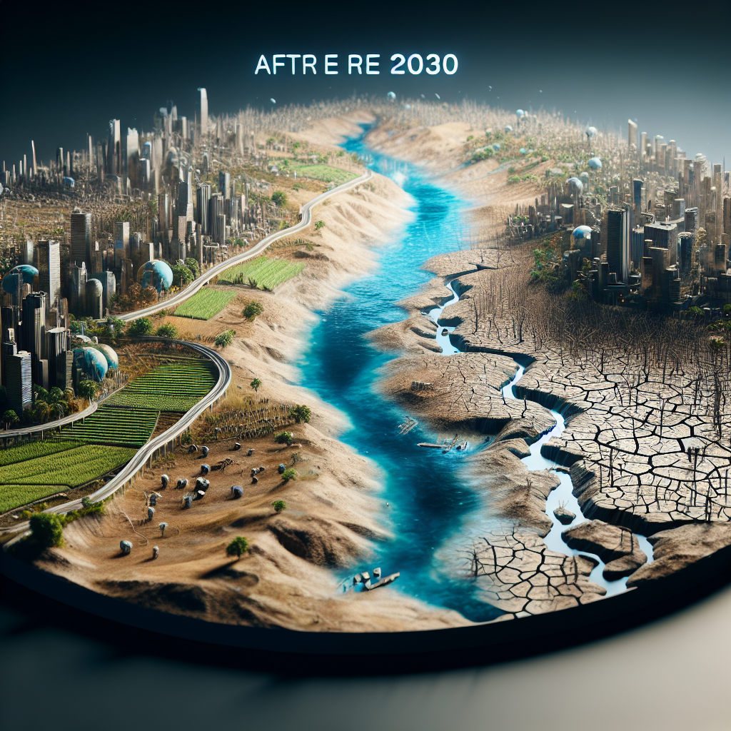Dünya'da Azalan Su Kaynakları Korkutuyor. 2030 ve Sonrası Felaket Gibi realistic style.