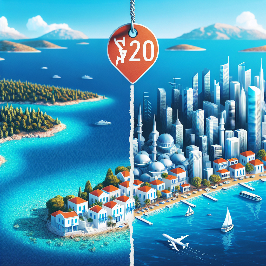 Yunan adaları tatilinin Türkiye'den ucuz olması realistic style