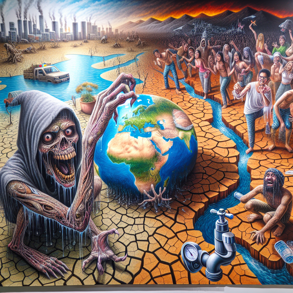 Dünya'da Azalan Su Kaynakları Korkutuyor. 2030 ve Sonrası Felaket Gibi realistic style.