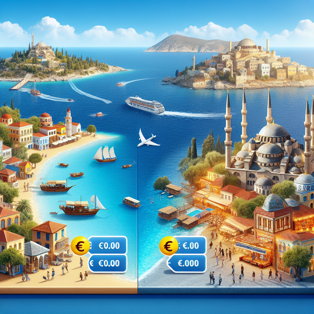 Yunan adaları tatilinin Türkiye'den ucuz olması realistic style