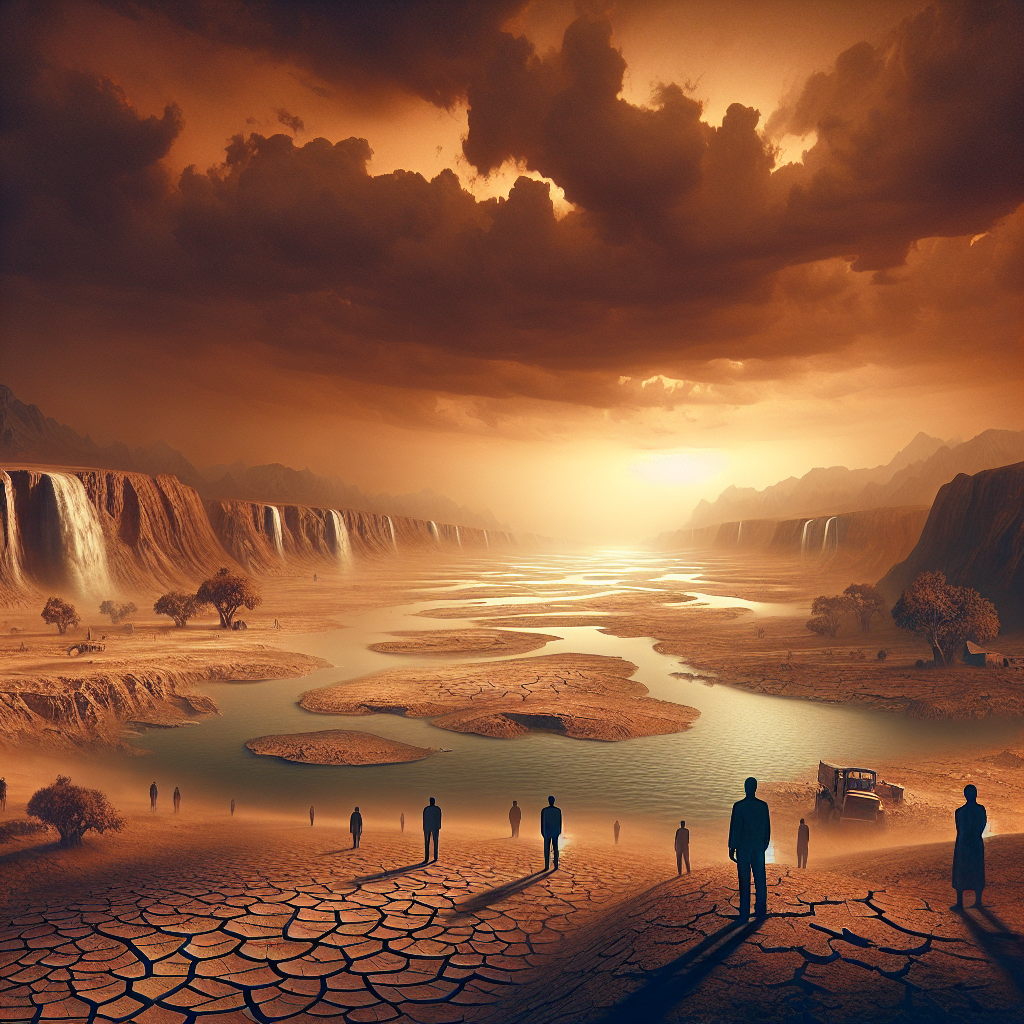 Dünya'da Azalan Su Kaynakları Korkutuyor. 2030 ve Sonrası Felaket Gibi realistic style.