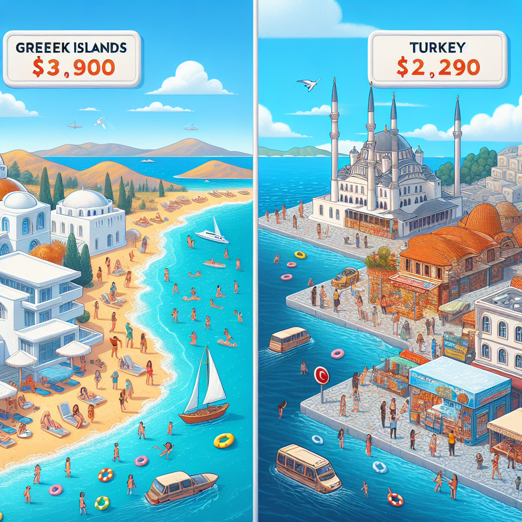 Yunan adaları tatilinin Türkiye'den ucuz olması realistic style