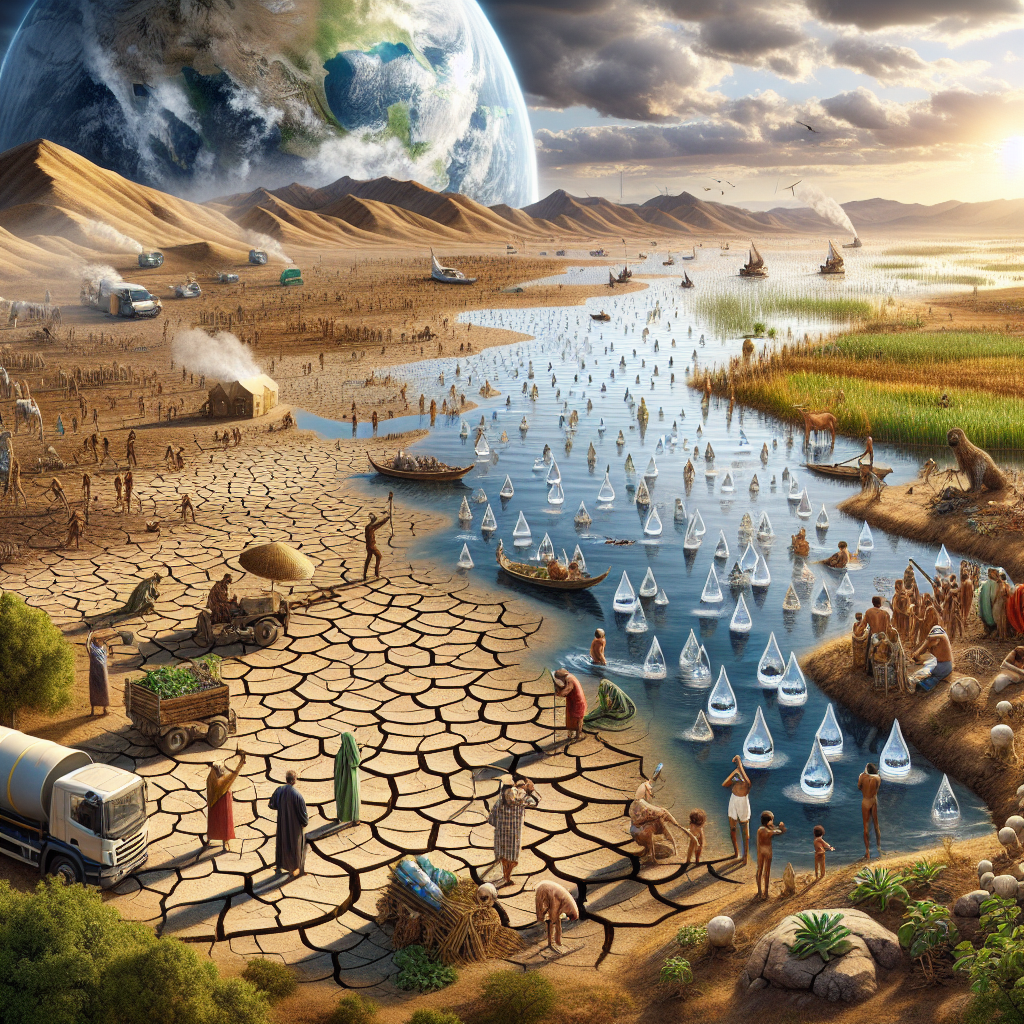 Dünya'da Azalan Su Kaynakları Korkutuyor. 2030 ve Sonrası Felaket Gibi realistic style.