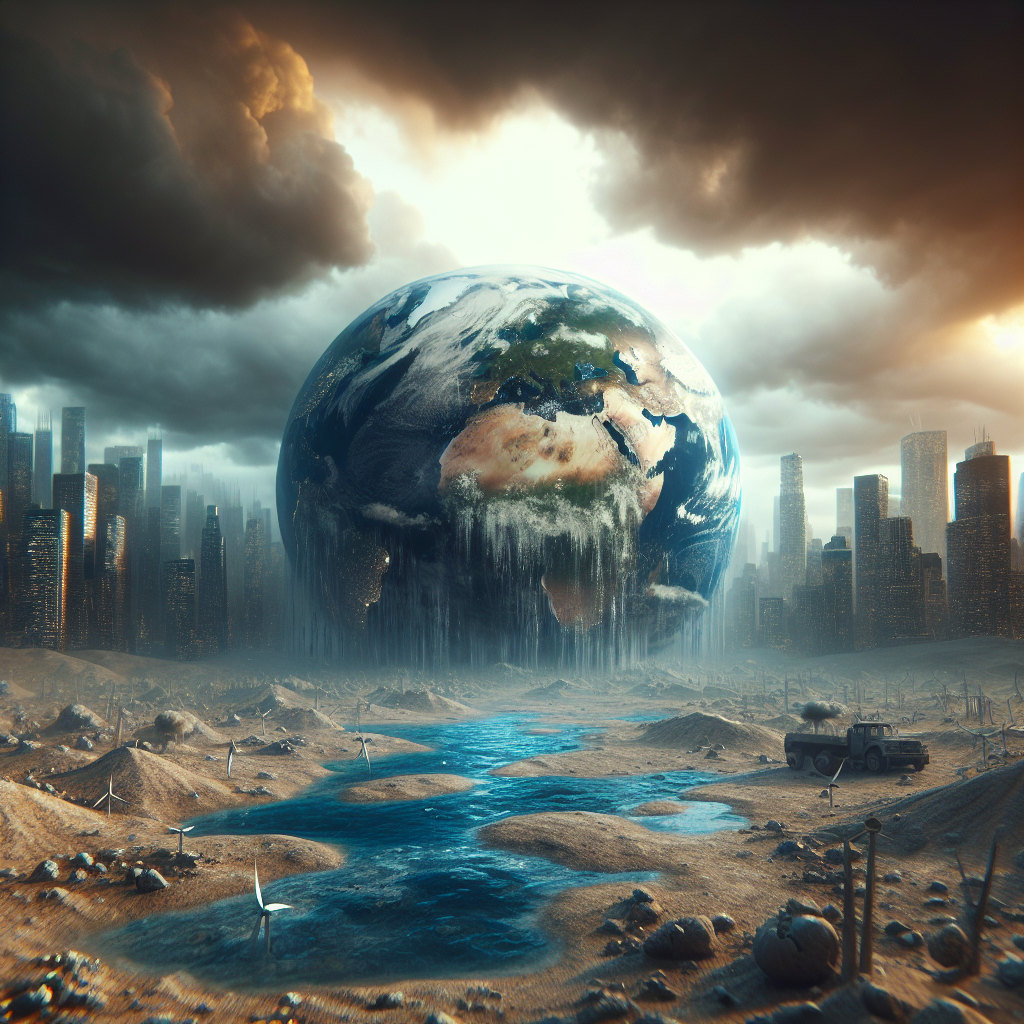 Dünya'da Azalan Su Kaynakları Korkutuyor. 2030 ve Sonrası Felaket Gibi realistic style.