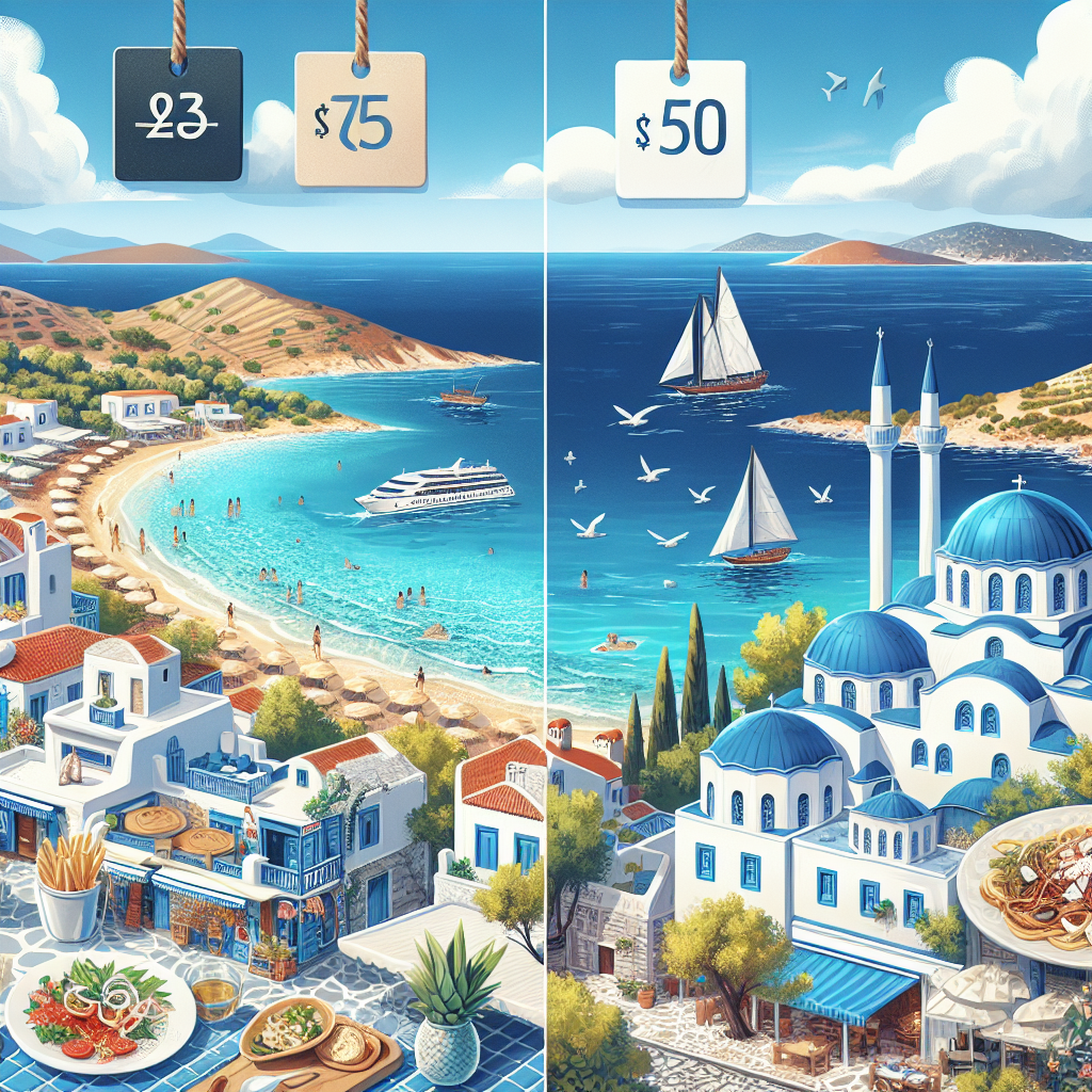 Yunan adaları tatilinin Türkiye'den ucuz olması realistic style