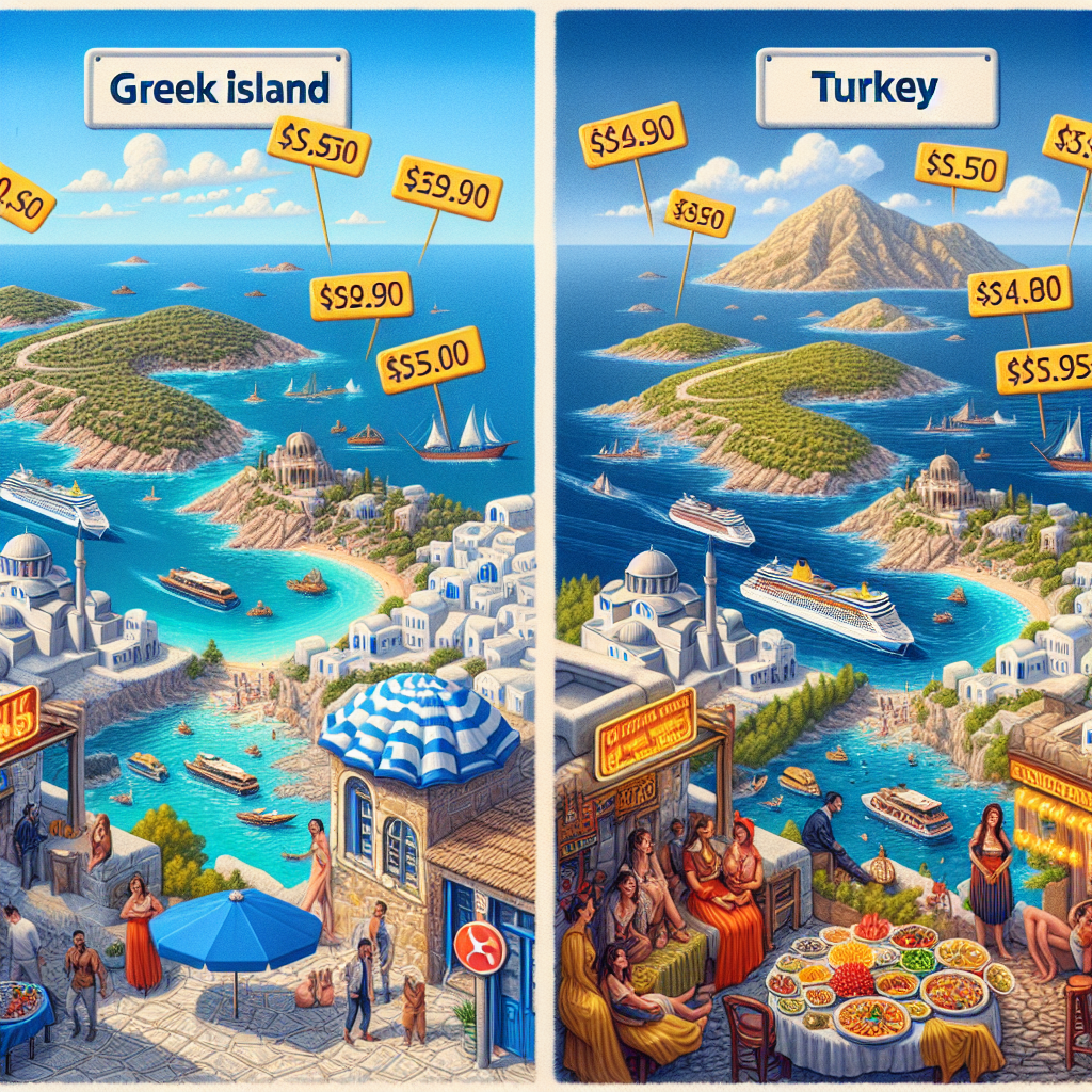 Yunan adaları tatilinin Türkiye'den ucuz olması realistic style