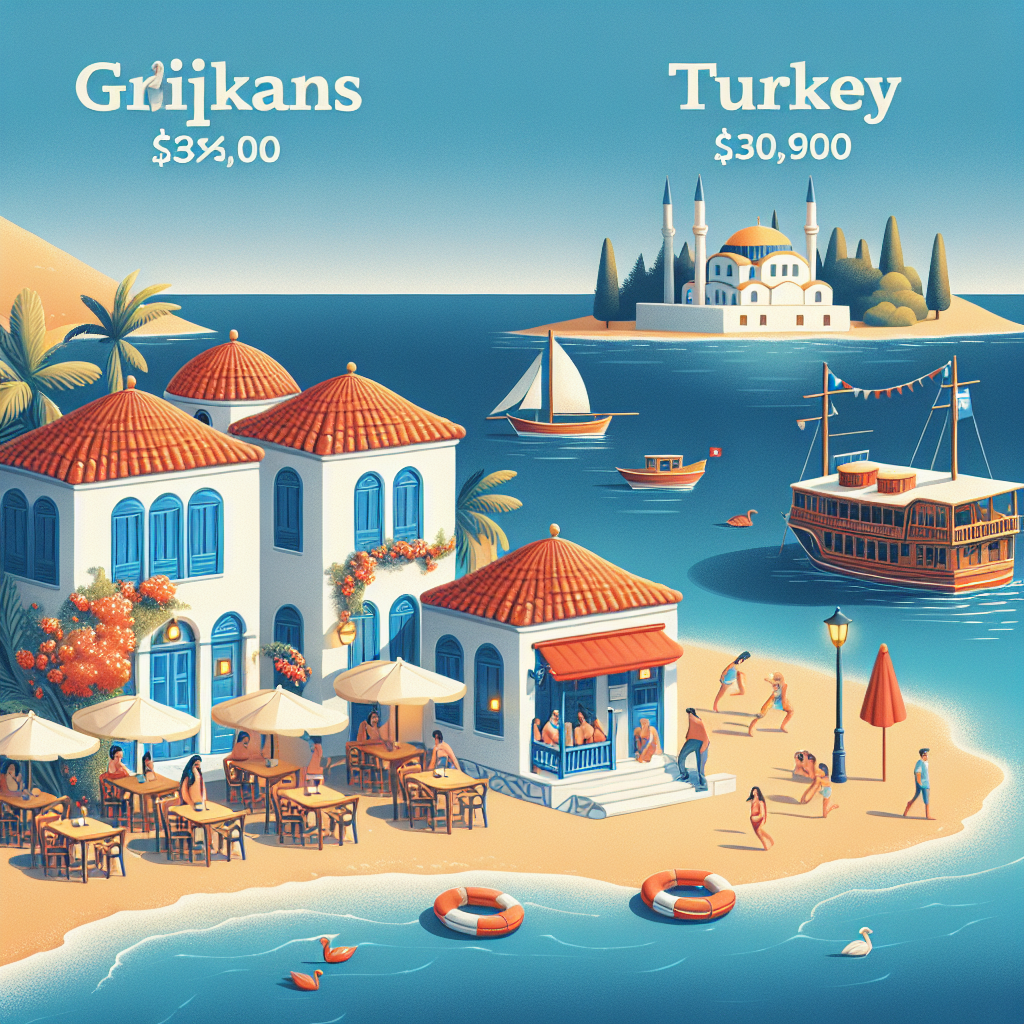 Yunan adaları tatilinin Türkiye'den ucuz olması realistic style