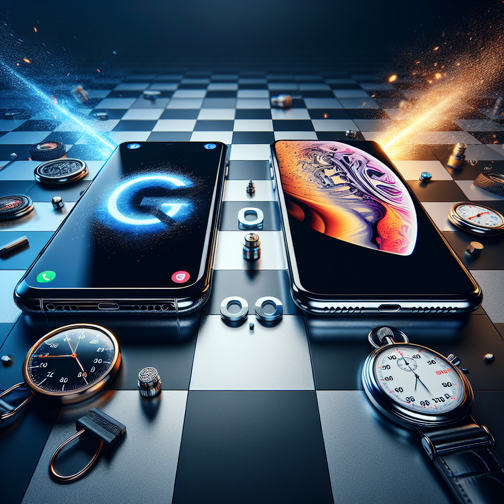 samsung ve iphone telefon rekabeti realistic style