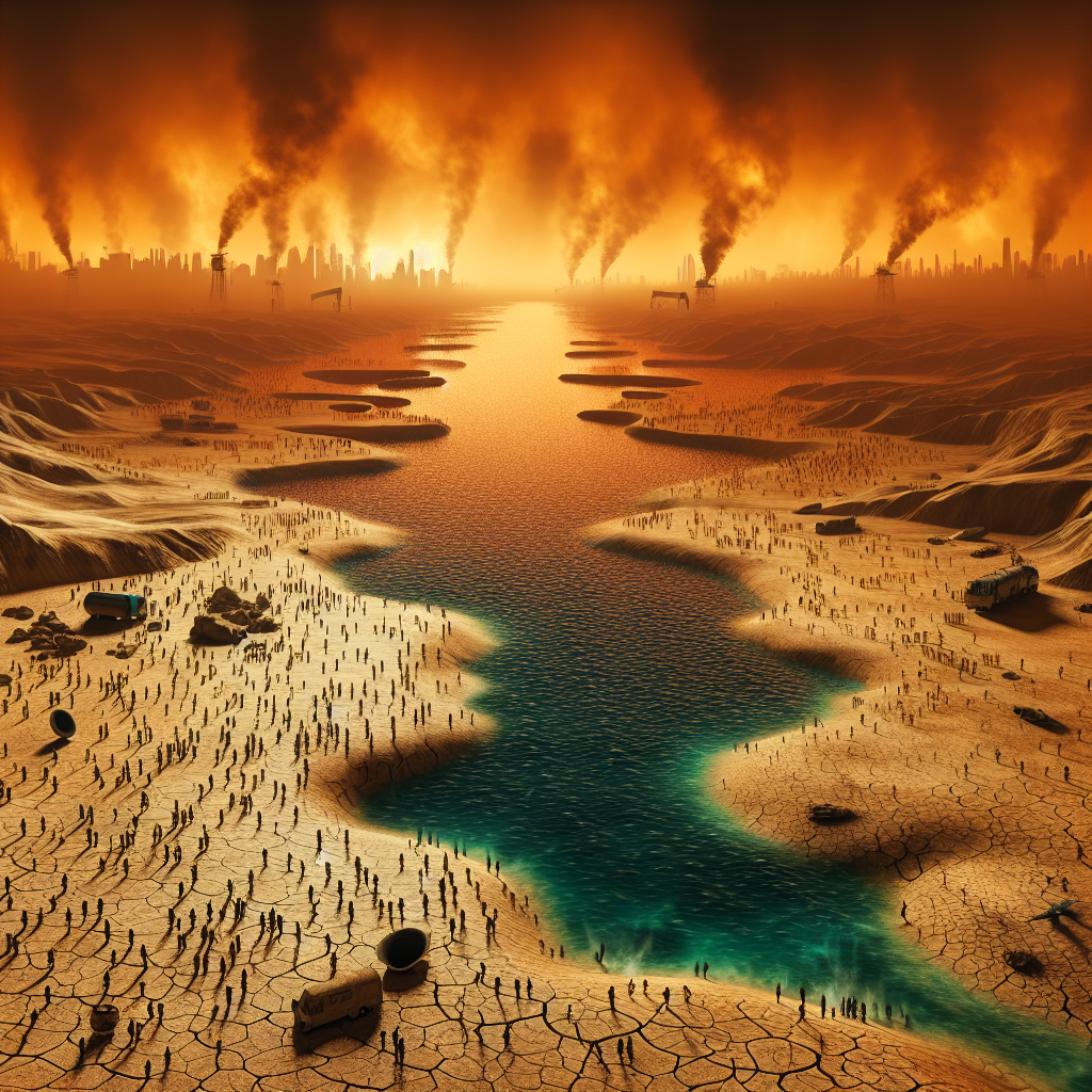 Dünya'da Azalan Su Kaynakları Korkutuyor. 2030 ve Sonrası Felaket Gibi realistic style.