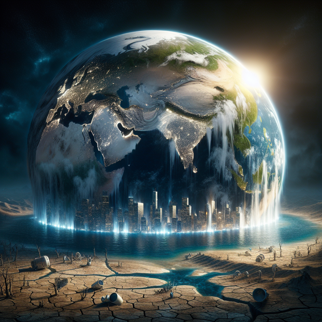 Dünya'da Azalan Su Kaynakları Korkutuyor. 2030 ve Sonrası Felaket Gibi realistic style.
