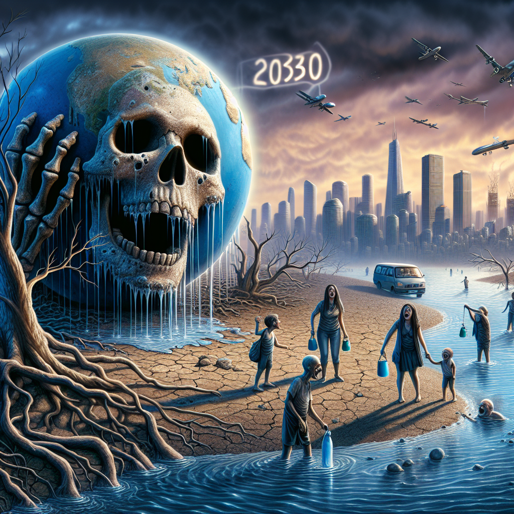 Dünya'da Azalan Su Kaynakları Korkutuyor. 2030 ve Sonrası Felaket Gibi realistic style.